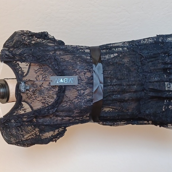 DOLLSKILL WIDOW XXL FORLORN LOVLINESS LACE SHEER TIERED MINI DRESS BLACK - Picture 3 of 15